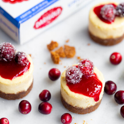 Mini cheesecakes with cranberries and Darigold butter